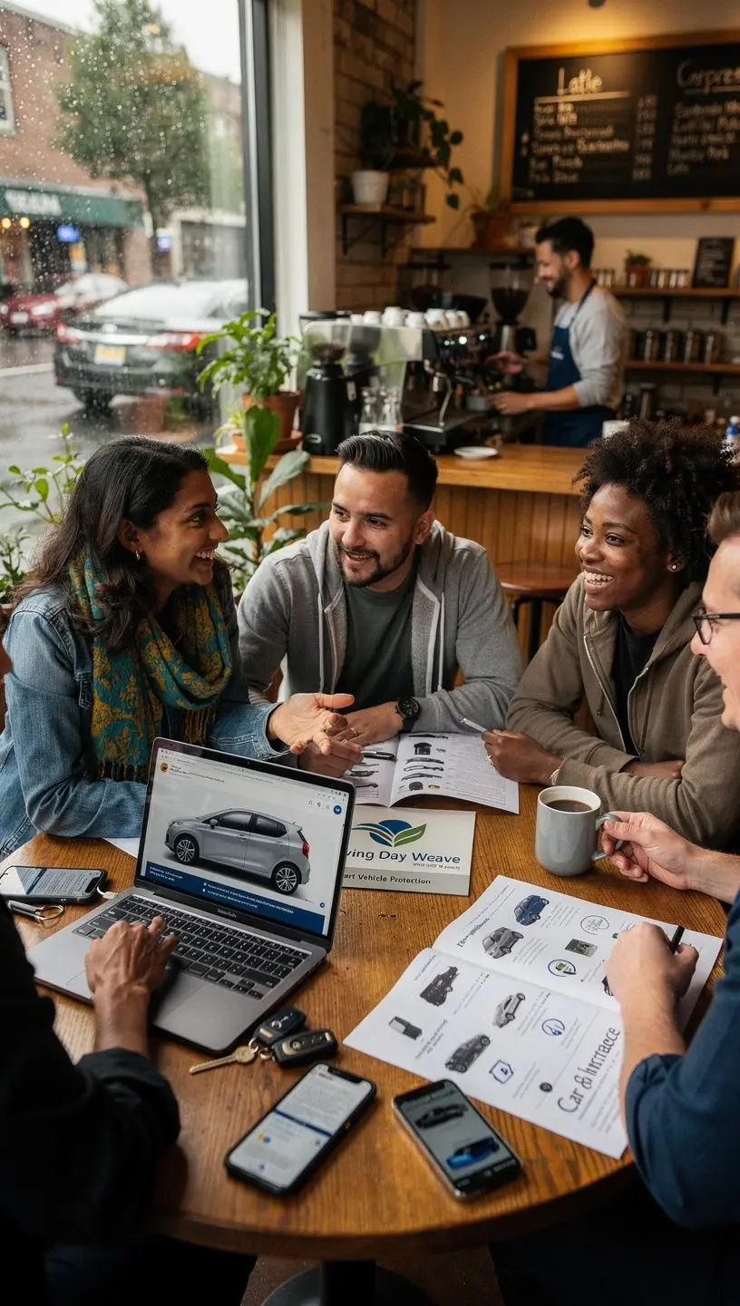 Автомобиль на фоне пейзажа с ясным небом