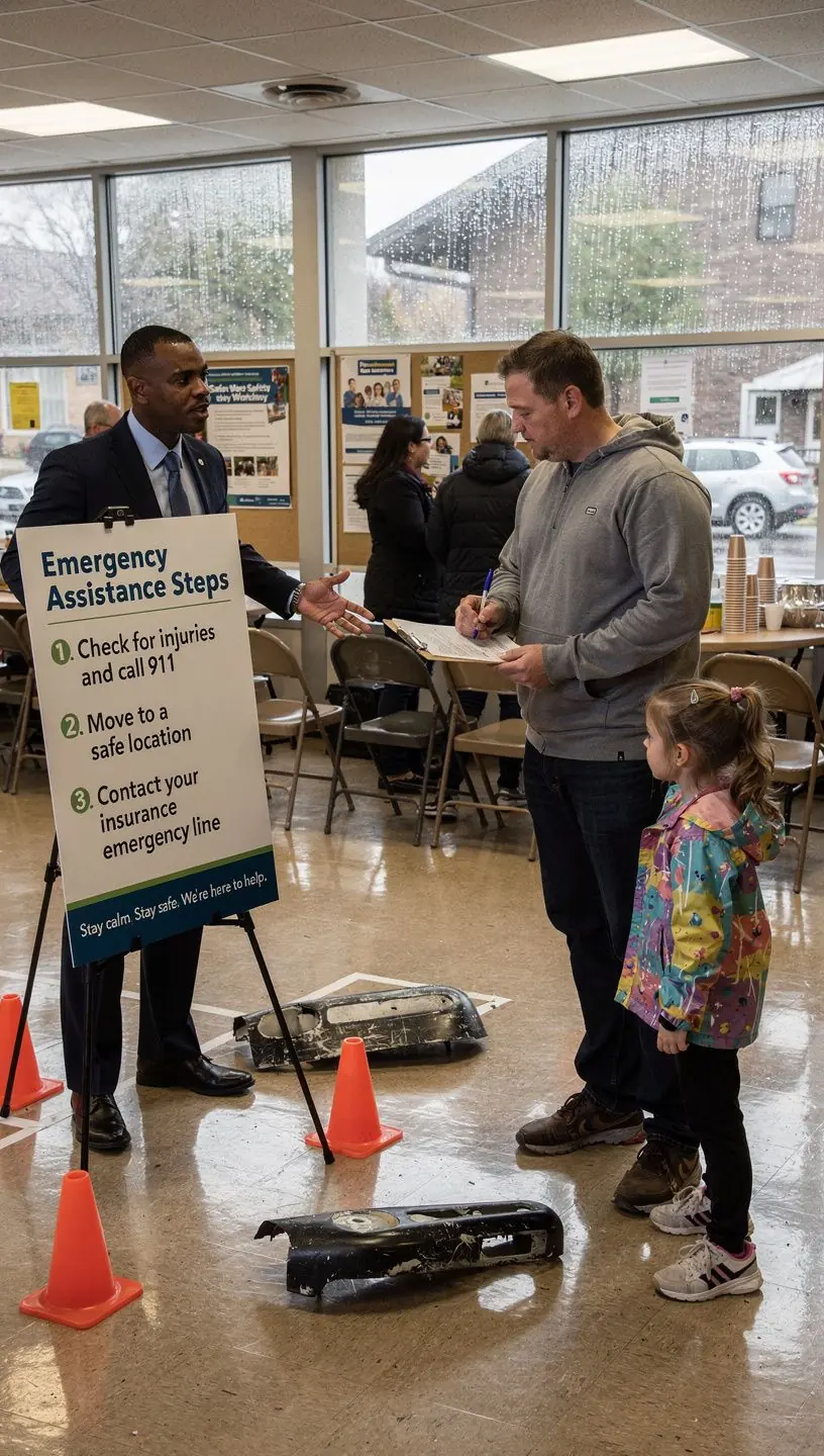 Изображение консультанта по страхованию, объясняющего условия полиса.