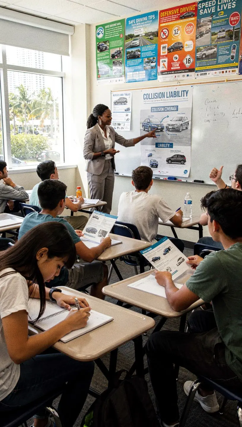 Автомобиль, поврежденный в аварии, с указанием на услуги экстренной помощи.